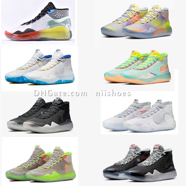 

новые zoom kd12 ep баскетбольная обувь мода марка сетки дизайнер игры победитель бронзовые мужские спортивные кроссовки размер 40-46 niishoe, Black