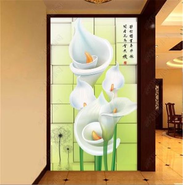 Personalizado Qualquer tamanho Papel de Parede Bonito e Limpo 3D Calla Lily Lily Posto de fundo Decoração Mural Papel de parede