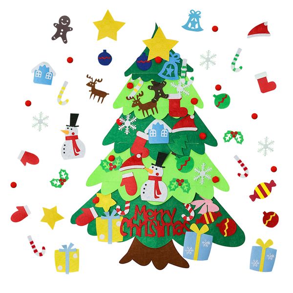 

3d felt christmas tree diy christmas tree set with ornaments for home door wall decoration new year gifts kids