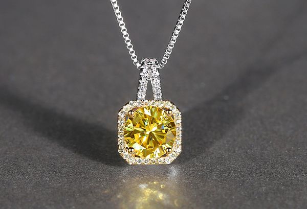

champagne crystal necklace euramerican simple square chain, Silver