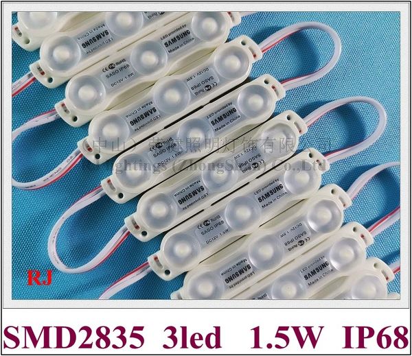 Injektions-LED-Modul, Licht, Ultraschalldichtung, IP68, DC12V, SMD2835, 3 LEDs, 1,5 W, 180 lm, doppelseitige Leiterplatte, super Qualität, 80 mm x 16 mm, superhell