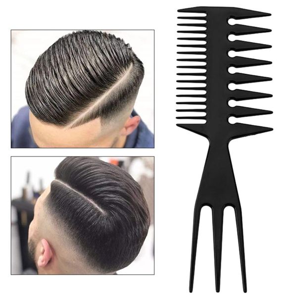 Black Double Side Tooth Combs Fish Bone Shape Hair Brush Barber