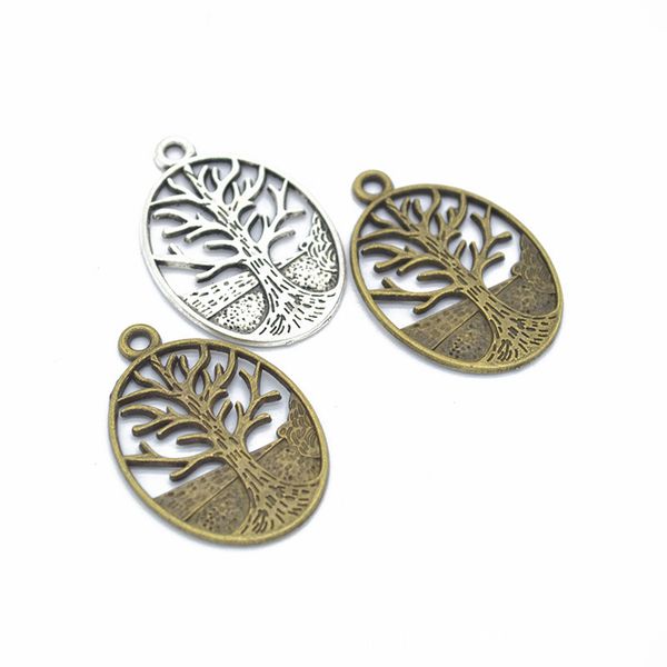 

bulk 120 pcs oval shaped tree of life charms pendant 34*24mm good for diy craft, jewelry making, Bronze;silver