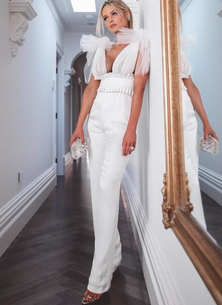 

v neck black white bandage jumpsuit 2019 elegant knitted designer party jumpsuit