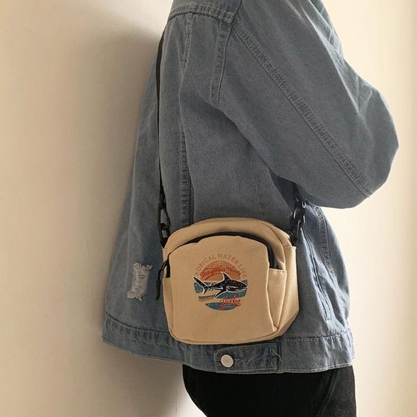 

сумки женской моды холст печать рыба вскользь дамы сумка мини crossbody сумка crossbody сумки для мешочка главной роковой # w2