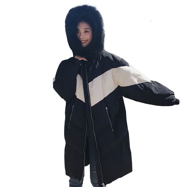 

fashion stitches long winter women plus size big fat bunk crow loose down cats jas wet bread service parka, Black