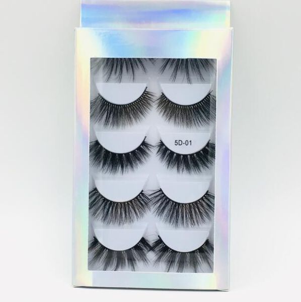 

laser packaging 5 pairs mink lashes set handmade reusable false eyelashes makeup accessories thick natural long 6 models available dhl free