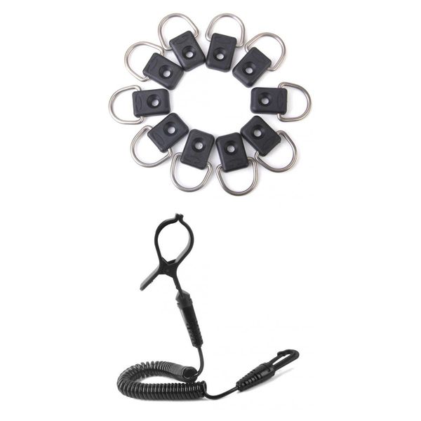 

kayak boat canoe paddle leash + 10 x stainless canoe kayak boat d ring nylon
