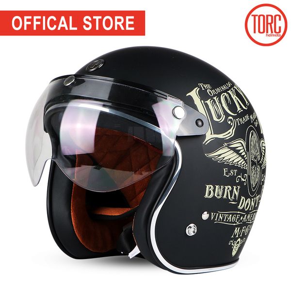 

torc brand motorcycle helmet vintage open face 3/4helmet motorbike motocross jet retro helmet capacete dot t50 moto