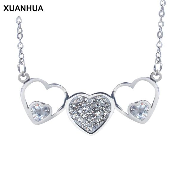 

xuuanhua stainless steel heart pendant necklaces & pendants choker necklace gifts for women jewelry collares valentines day gift, Silver