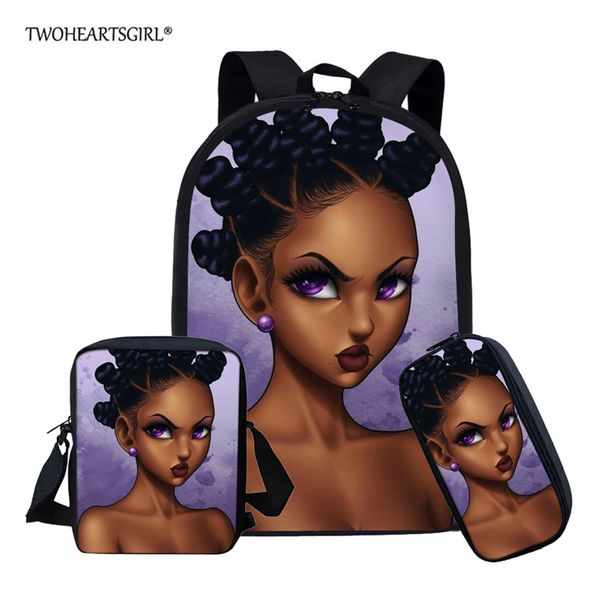 

twoheartsgirl black art africa american kids school bag for girls children book bag backpack student pencil custom mochila