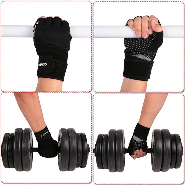 

tomshoo unisex gym перчатки против скольжения мужчины женщины тяжелая атлетика перчатки с wrist wrap бодибилдинг спортивные упражнения фитне