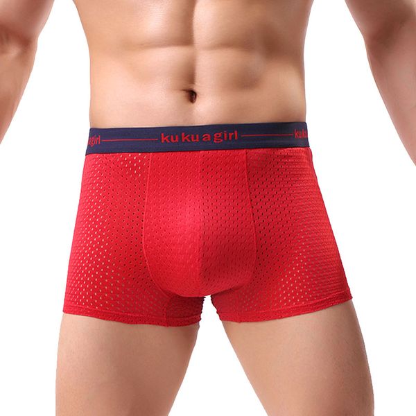 

mesh style men's ice silk underwear quick-drying soft elastic comfortble boxer men male boxer underwears 6624, Black;white