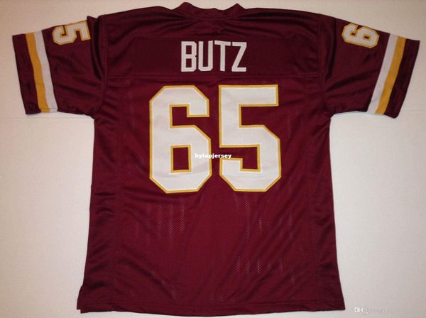 

retro custom sewn stitched #65 dave butz burgundy mitchell & ness jersey high-end men's football jerseys college ncaa, Black;red