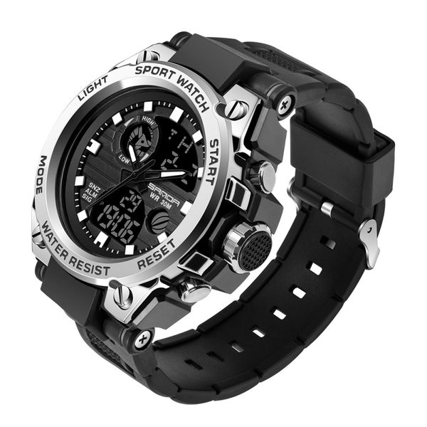 

2020 sanda men's sports watch s male watches led male clock led digital 3bar waterproof watch relogios masculino, Slivery;brown