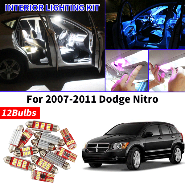 

12x canbus error led interior light kit package for 2007-2011 dodgenitro car accessories map dome trunk license light