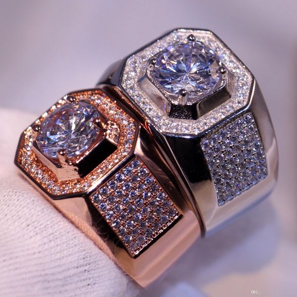 

luxury jewelry choucong brand desgin 10kt white &rose gold filled pave setting party cz diamond z wedding band ring gift size 8-13, Silver