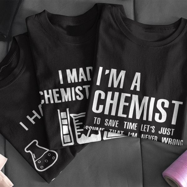 

chemistry t shirt i made a joke science tshirt black 100% cotton summer tee eu size, White;black