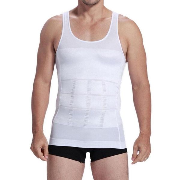 

men' tank slimming body shapewear corset vest shirt compression abdomen tummy belly control slim waist cincher underwear, White;black