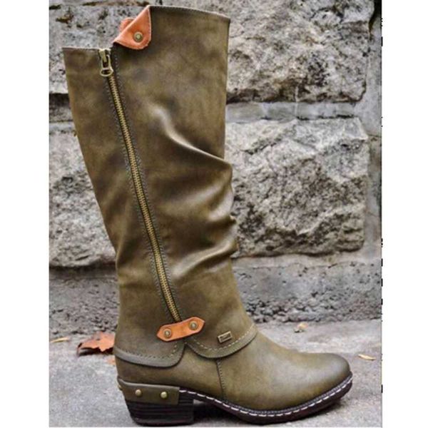 

2019 new mid-calf boots women fashion platform boots slip on zipper solid flat heels ladies casual warm shoes, Black