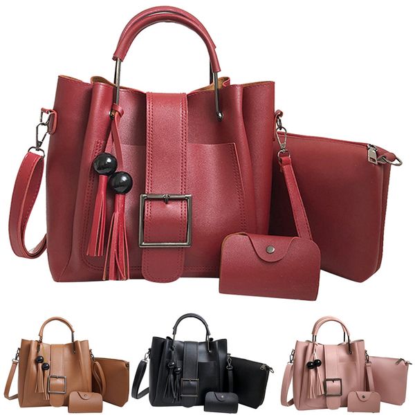 

3pcs women fashion leisure pattern solid fringe messenger bag+handbag+wallet#45