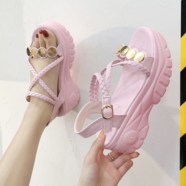 

on a wedge flat shoes female slippers casual slides slipers women platform heeled mules luxury soft 2020 heels basic rubber pu, Black