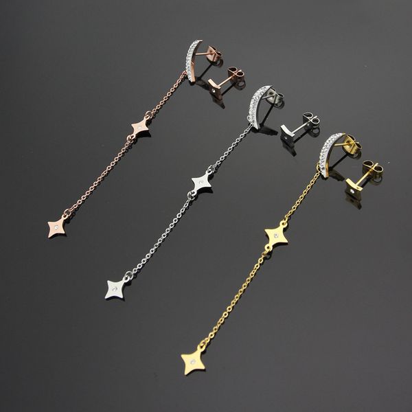 

2019 new fashion brand woman charm earrings AB asymmetric star moon mud diamond earrings 18K rose gold lady love earrings jewelry wholesale