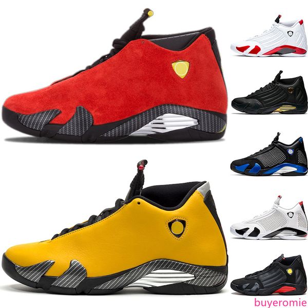 

14 candy cane 14s men basketball shoes black toe desert sand white red yellow mens trainer athletic sports sneakers wholesale