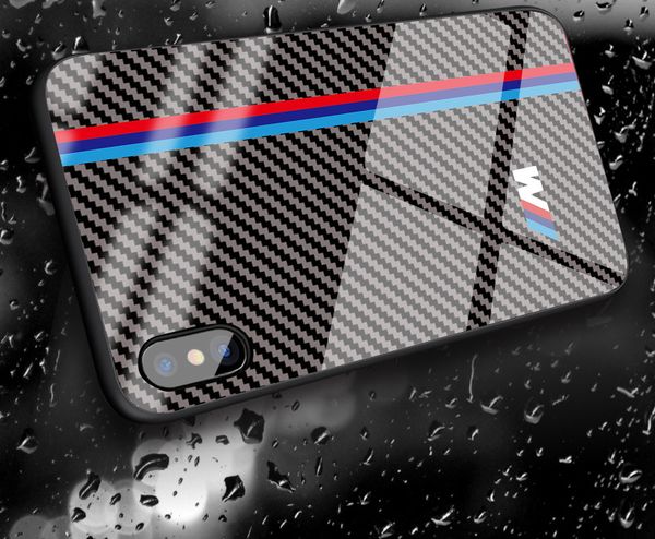 

BMW M закаленное стекло Motorsport Спорт чехол для автомобиля iPhone XS Max XR X 8 8 Plus 7 6 6S Plus