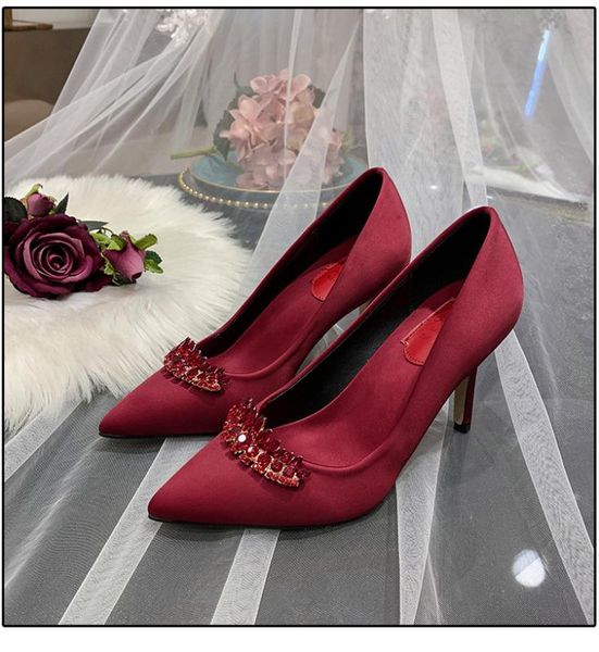 

2020 women shoes rhinestone 7cm 9cm higher heels bride pumps white shoes wedding party, Black