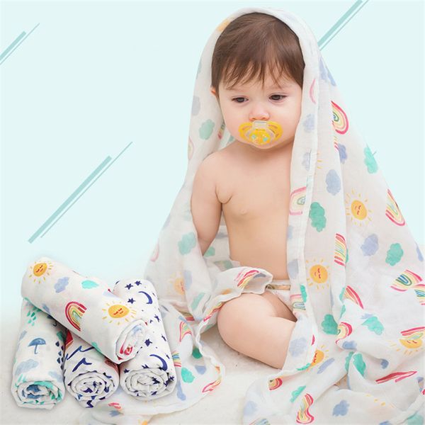 

bamboo baby blanket cartoon soft cotton newborn baby blanket infant printed wrap blankets newborn swaddle rainbow muslin