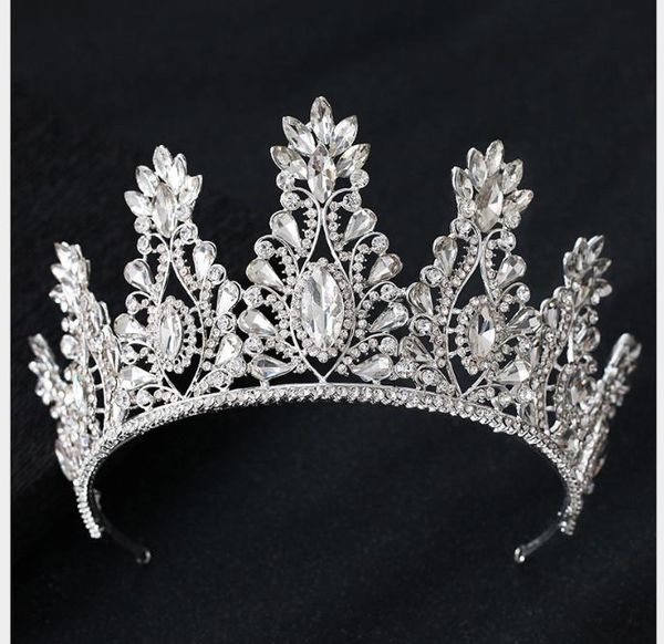 

princess crown headdress bride marriage jewelry diamond crystal hair jewelry wedding hair jewelry queen's crown accessories, Slivery;golden