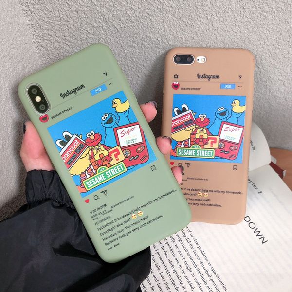 

for iphone xs max x xr phone case ins cartoon sesame street for iphone 7 8 plus multicolor tpu soft cell phone cases