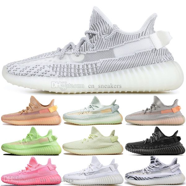 

kanye west clay v2 static reflective gid glow in the dark mens casual shoes hyperspace true form zebra women sports designer sneakers, Black