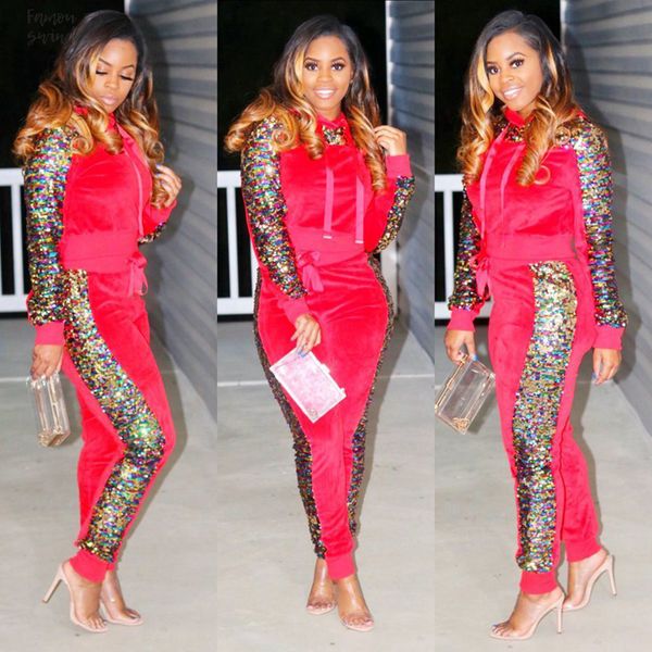 

зима осень velvet два piece set женщины sweatsuit пришивания pant топы hoodie sweat suit matching велюровый спортивный костюм, White