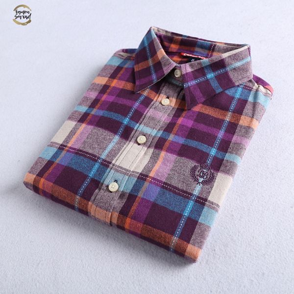 

2019 autumn winter new women's flannel plaid shirt 100% cotton casual style blouses long sleeve shirt female blusas office, White
