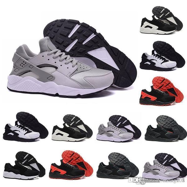 

2019 brand huarache run 1.0 4.0 tripe black white rose grey new men women running shoes designer sport sneakers size 36-45