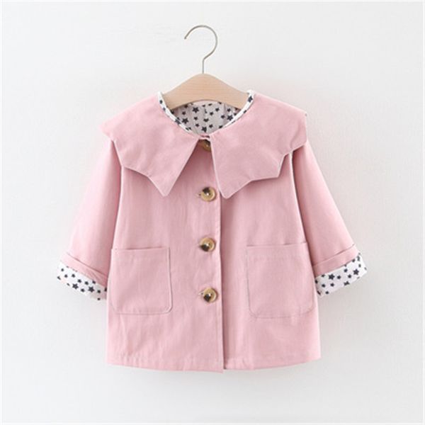 

spring autumn jacket for girls cotton polka dot trench double breast windbreaker girls coat children clothing baby clothes, Blue;gray