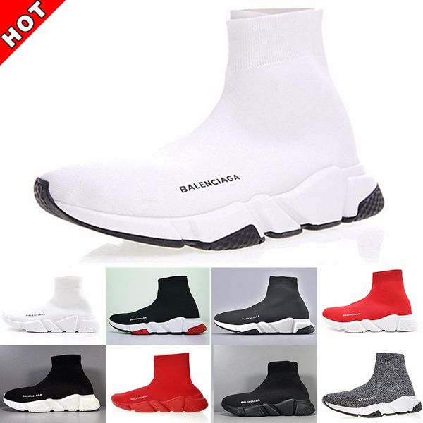 

2019 designers men women speed trainer sock shoes black white red glitter flat fashion mens trainers runner size 36-45 hd-6x