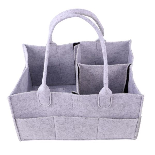 

travel mommy bag felt baby diaper caddy portable nursery tote organizer storage basket (light grey