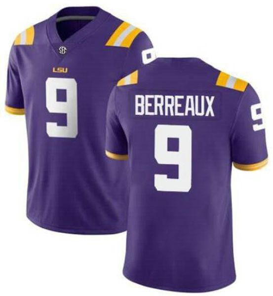 2020 NCAA LSU Tigers Burreaux Football Jerseys 2020 Peach Bowl College