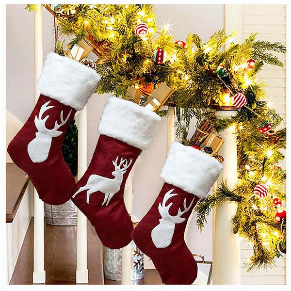 

christmas socks gift bag red deer embroidery christmas socks gifts pendant ornament decoration u3