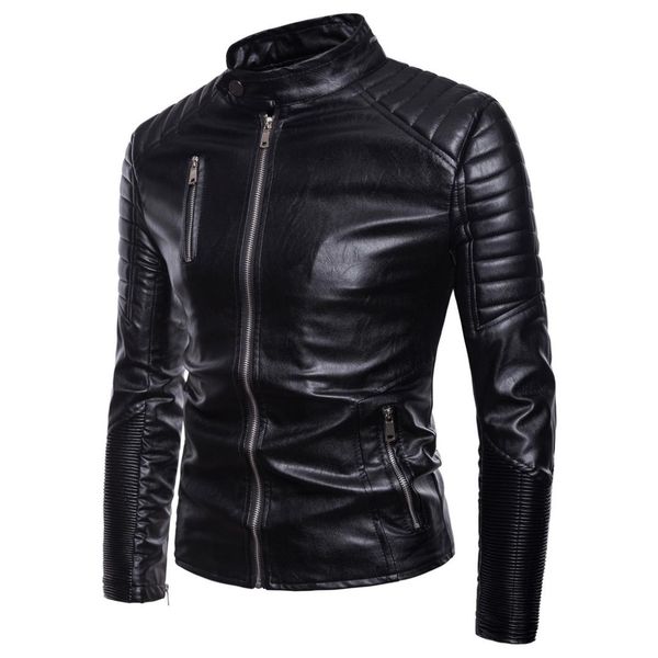 

punk menswear locomotive multi-zip pu leather jacket black coats for men 2019 autumn and winter s-xxl sizes leather jacket men