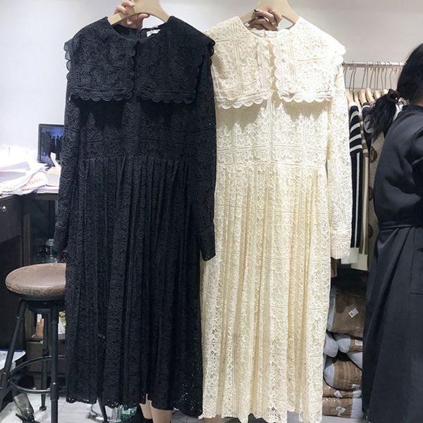 

factory direct 2020 spring new style elegant style dress ins super fairy lace pattern over the knee long dress, Red