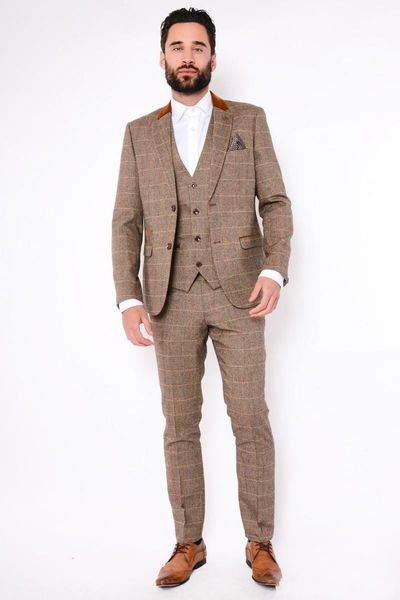 

custom custom made handsome mens suits fashion brown glen plaid wedding suits warm groom tuxedos for man(jacket+vest+pants, White;black