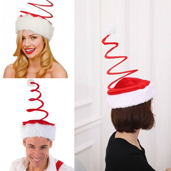 

adults children christmas hat with coil spring red holiday xmas santa claus cap