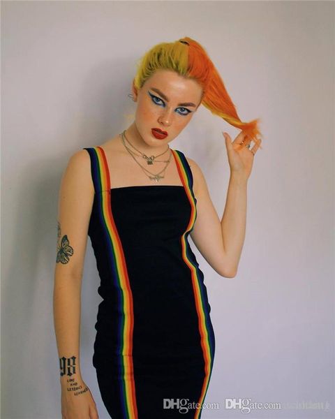 

rainbow ribbon womens bodycon dresses summer black ladies party dresses with sashes female clothing, White;black
