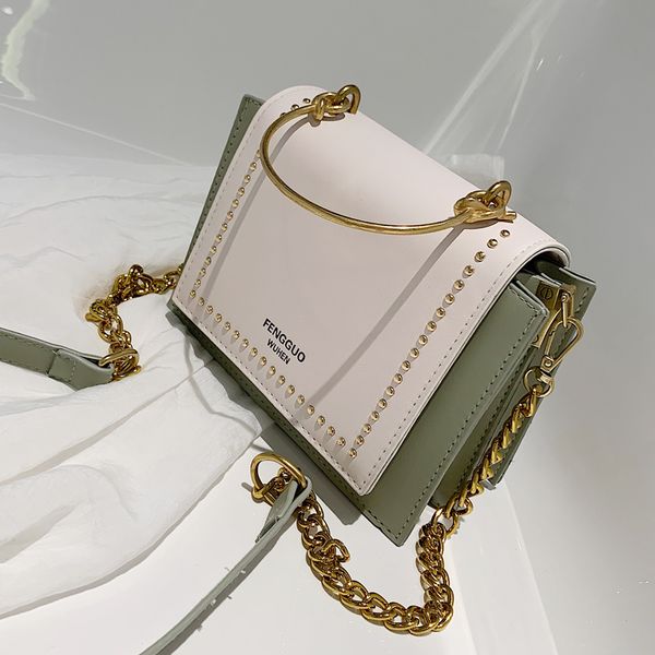 

elegant female metal ring tote bag 2019 fashion new quality pu leather women's designer handbag chain shoulder messenger bags