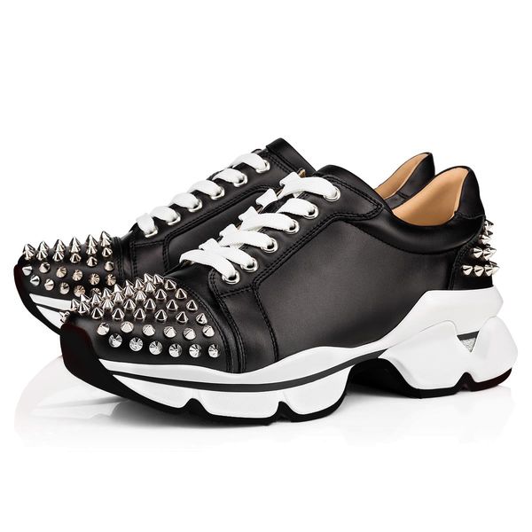 

new arrival donna shoe man casual woman sneakers fashion spikes mixed colors black red flat bottom sneaker rivets deisgner shoes size 35-45