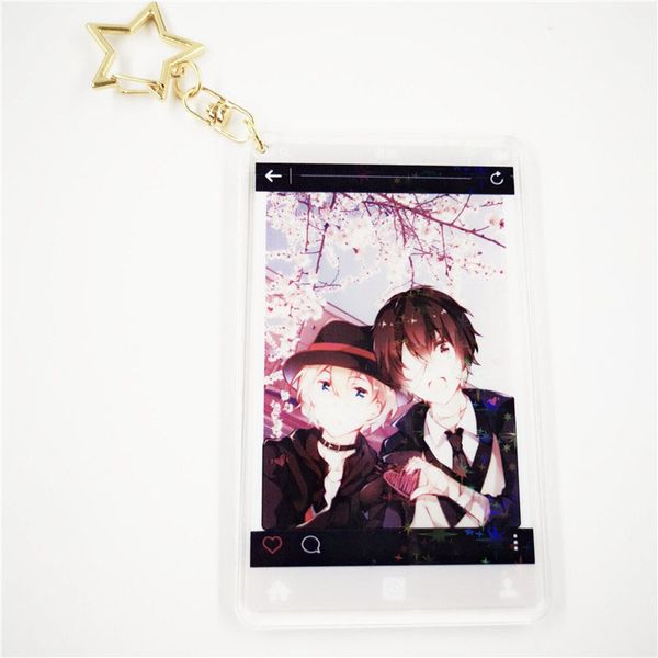 

anime bungou stray dogs keychain cartoon figure atsushi nakajima acrylic pendant keyring, Silver